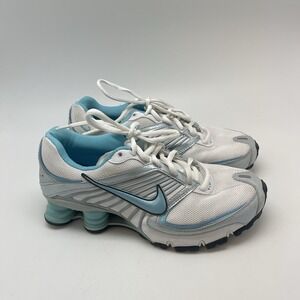 Nike Sneakers Womens 7.5 Shox Turbo 344948-111 White Blue Athletic Running Shoes